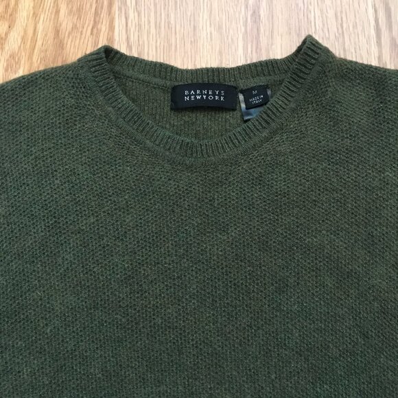 Barneys New York Green Crewneck Wool Cashmere Sweater Size M - Picture 2 of 6